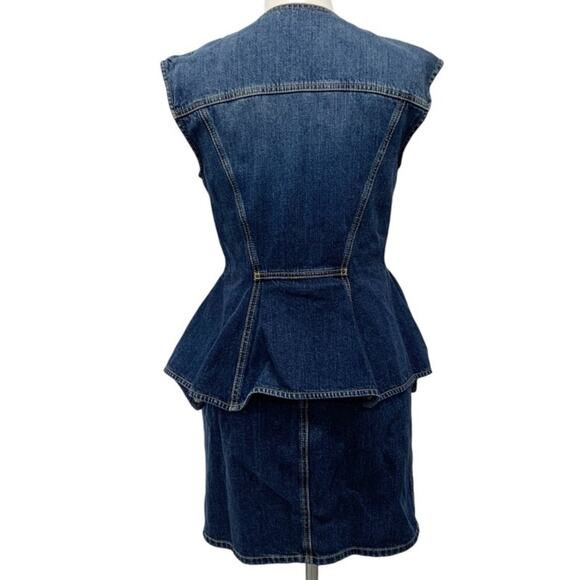 Authentic GIVENCHY Denim Short Midi Sleeveless Dress Frill Skirt 36 - Picture 2 of 10